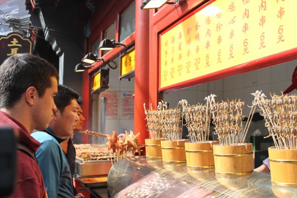 Eating scorpions in Beijing, China